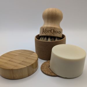 Single Large Cork Soap Box with Brush, Drainer & Soap